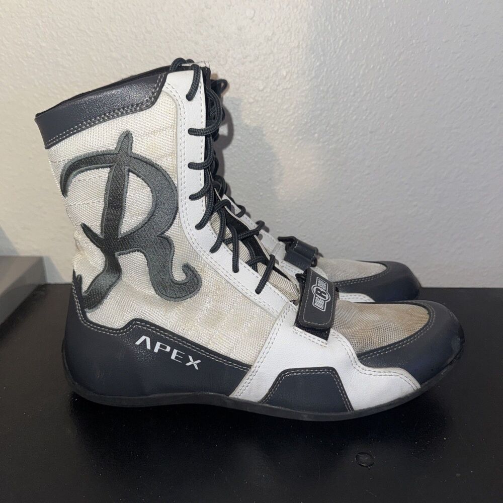 Ringside Apex Elite Shoe Hi-Top Boxing Shoes Boots White Green Gray Size 11
